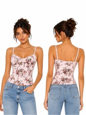 TALULA ARITZIA BUSTIER CAMI TOP FLORAL BLUSH PINK SZ MEDIUM - BRAND NEW, NO TAGS
